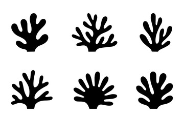 silhouette of unique black coral ocean illustrations