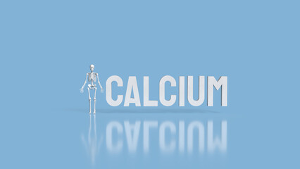 Naklejka premium The Skeleton on blue Background for calcium concept 3d Rendering.