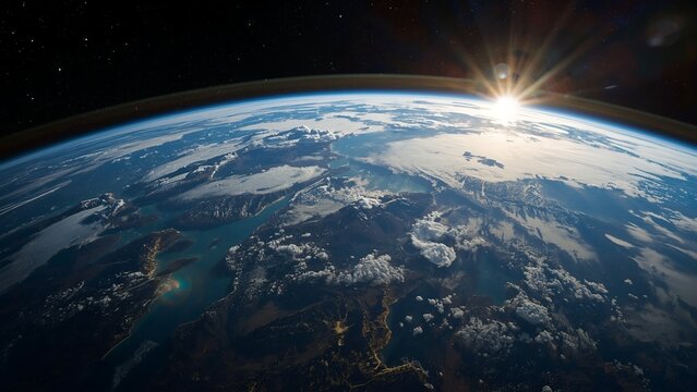 earth and sun in space