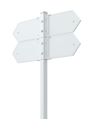 Obraz premium A clean white 3D directional sign pointing in multiple directions on a blank white background
