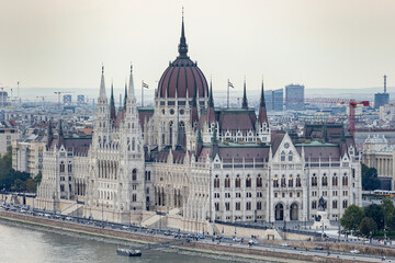 Hungary. Budapest. The exterior of the Parliament building.