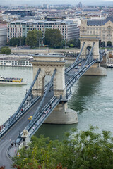 Hungary. Budapest. View of the city from above. Szechenyi Chain Bridge.