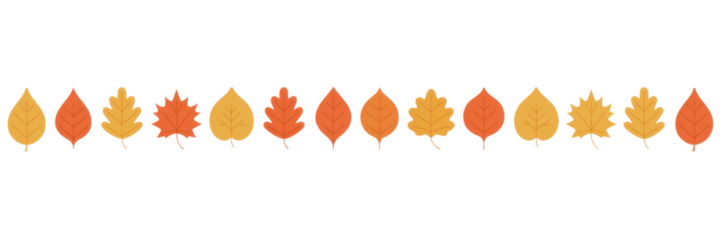 Autumn leaves border vector illustration of fall foliage in warm colors isolated on white background