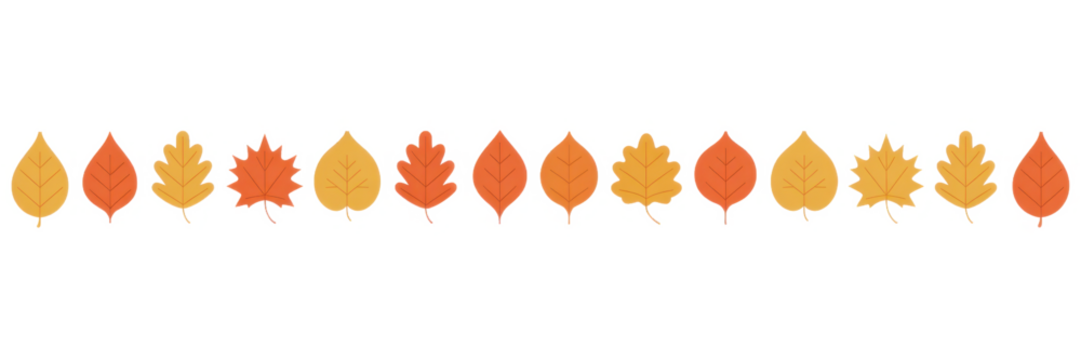 Autumn leaves border vector illustration of fall foliage in warm colors isolated on white background - Powered by Adobe