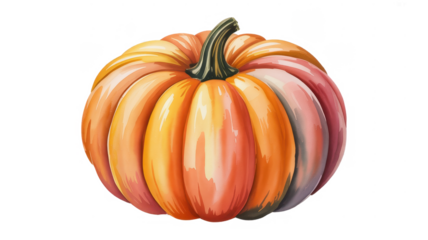 Watercolor pumpkin illustration hand-drawn vegetable isolated on white background for autumn harvest designs and seasonal decorations