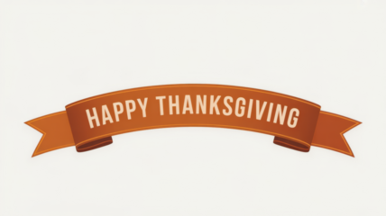 Happy Thanksgiving message on a brown ribbon a festive vector illustration for holiday greetings and seasonal designs