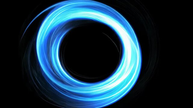 Abstract Blue Circle: An ethereal, radiant blue circle against a deep, contrasting black backdrop, which symbolizes a sense of wonder and energy.