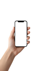 Modern Smartphone Mockup with Blank Screen Held by Hands, Transparent PNG