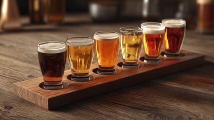 Variety of Craft Brews: A captivating showcase of a diverse selection of craft beers, each with unique color, flavor, and essence, inviting exploration of the art of brewing.