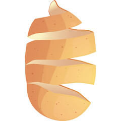 Stylized Illustration of a Potato Peel Spiral Against a Transparent Background