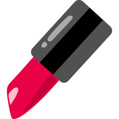 Stylized Illustration Of A Pink Lipstick In A Black And Gray Case Isolated On A Transparent Background With Subtle Highlights