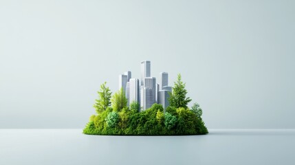 Eco-Friendly Cityscape with Green Trees Surrounded by Modern Buildings
