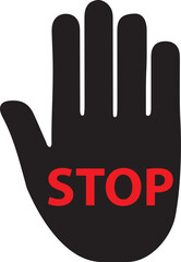 Symbol of prohibition with a stop hand gesture
