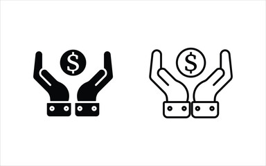 Two hands forming a cup hold and protect a coin with a dollar sign symbol, representing the concepts of financial security, savings preservation, investment management, and money protection. 