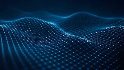 Abstract digital landscape with a grid pattern, showcasing waves of blue light, representing innovation and technology in design. - Powered by Adobe
