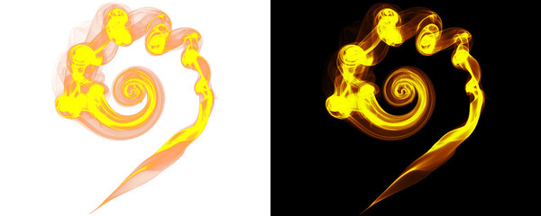 Realistic Twisting Fire Spiral With Smooth Flowing Flame Curls for Overlay Design Isolated On Transparent Background