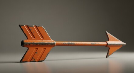 Rusty orange arrow pointing right, with a vintage, weathered appearance