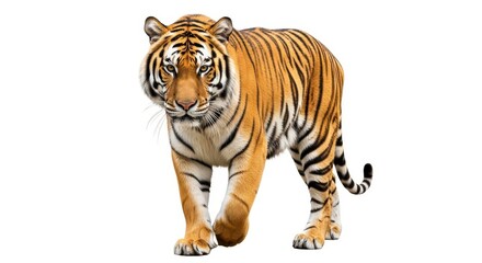 Obraz premium Majestic Tiger Walking Forward isolated on white background