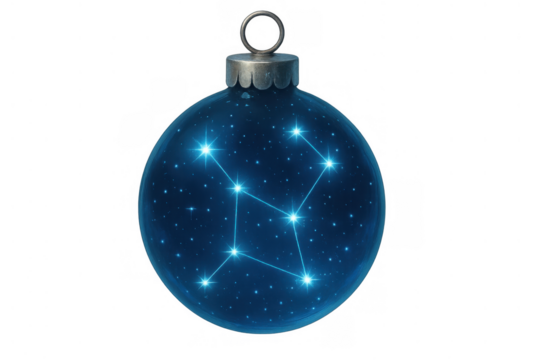Christmas ornament bauble showing sagittarius constellation and glowing stars, celebrating winter holidays and astrology - Powered by Adobe