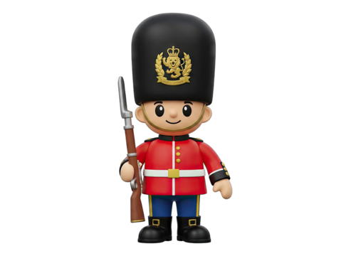 Charming Toy Soldier In Red Jacket Blue Trousers And Black Hat Holding A Rifle With A Transparent Background - Powered by Adobe