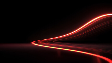 Red neon line glowing isolated on transparent black background. Futuristic neon light stripe, glow sparkle effect, glowing line element, blur light trail. design element Stock Illustration