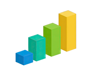 Colorful Isometric Bar Chart With Increasing Height Representing Growth And Progress On A Transparent Background