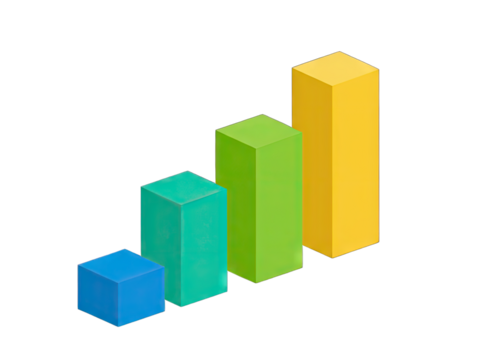 Colorful Isometric Bar Chart With Increasing Height Representing Growth And Progress On A Transparent Background