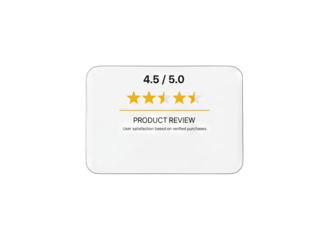 Customer review with four point five out of five stars and excellent rating on a white card with a transparent background