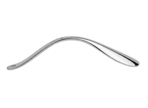 Curved Metallic Silver Abstract Shape With Transparent Background And Subtle Reflections