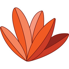 Stylized Orange Petal Bloom With Dark Red Outline Isolated On White Background Clean Design And Graphic Element