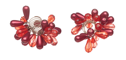 Fashion shinny colorful Ring with beautiful work detail is value. Luxury precious Ring is fashion trend and fly in air. White background isolated