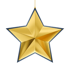 Glitter textured yellow gold colored star shape on white background