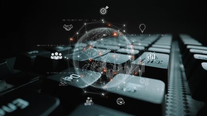 Global business network connecting digital economy and data exchange. Global business expands market, business shares data, global drives finance, and global business supports insight. Marrow - Powered by Adobe