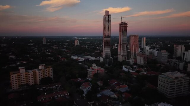 sunset over the city paraguay asuncion