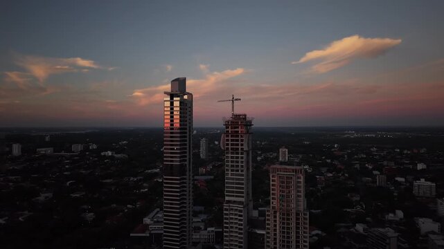 sunset over the city paraguay asuncion