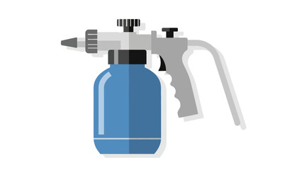 A blue spray bottle with a gray trigger nozzle and handle
