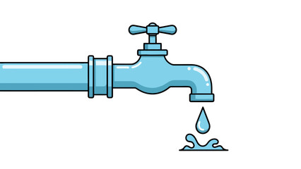 A blue water faucet drips water onto a splash