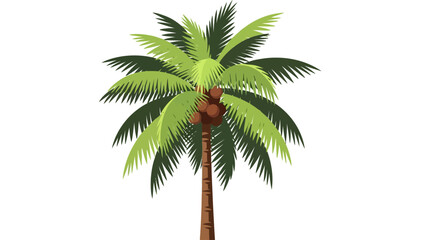 Obraz premium A browntrunked palm tree with green fronds and coconuts