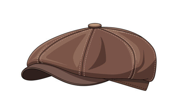 A brown flat cap with a brim and button