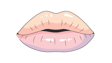 A cartoon illustration of plump glossy pink lips