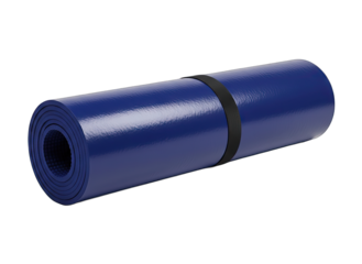 Dark Blue Yoga Mat Rolled With Black Strap And Transparent Background