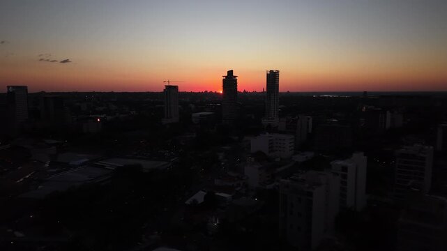 sunset over the city paraguay asuncion