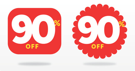 90% off, value, marketing, shop, percent, price, tag, sticker, purchase, offer, discount, abundance, sale, value, percent. Icon, set, template, vector, promo