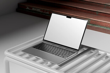 laptop on the desk blank mockup