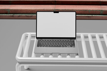 laptop on the desk blank mockup