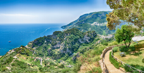 Fototapeta premium Scenic panoramic view of Amalfi Coast from Ravello, Italy