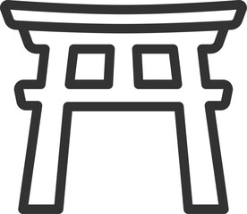 神社の鳥居のアイコン（線画）のイラスト