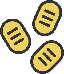 小判のアイコン（線画カラー）のイラスト
