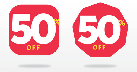 50% off, sign, tag, market, advertisement, market, promo, discount, offer, retail, sale, special, store, advertising, annual, banner, design. Poster, shop, sign, tag, vector, set, icon