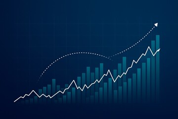 Abstract financial data chart vector Business background with rising graph illustrating finance and economy concept